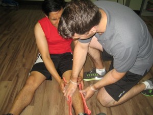Splinting an injured leg